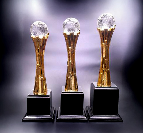โล่คริสตัล RS003(GOLD)G-2Wฐานไม้ทรงตรง A,B,C