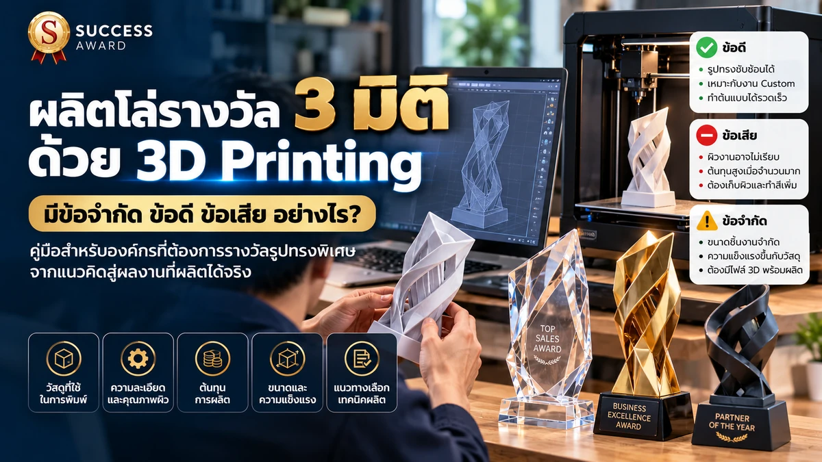 Home 153 ผลิตโล่รางวัล 3 มิติด้วย 3D Printing ข้อดี ข้อเสีย และข้อจำกัด